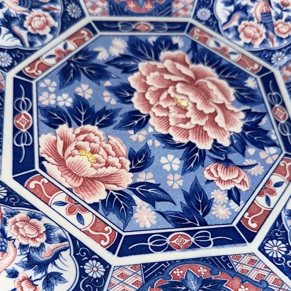 Vintage Toyo Japanese Floral Blue and Pink Decorative Plate - Picture 2 of 5